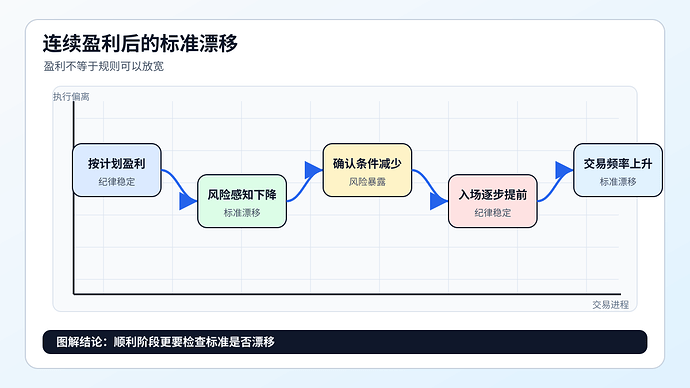 连续盈利后，最先放松的往往不是仓位，而是标准